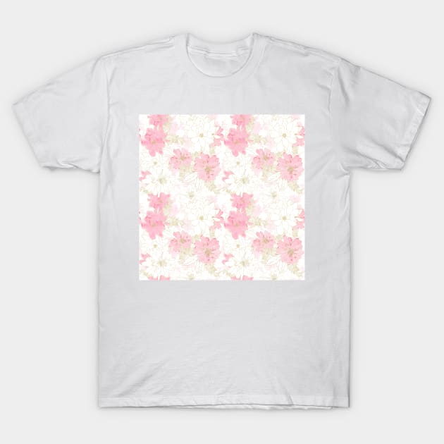 Pink and Gold Floral Paint Design T-Shirt by NdesignTrend